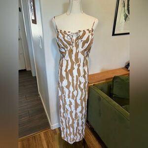 Monteau Tan and White Maxi Dress